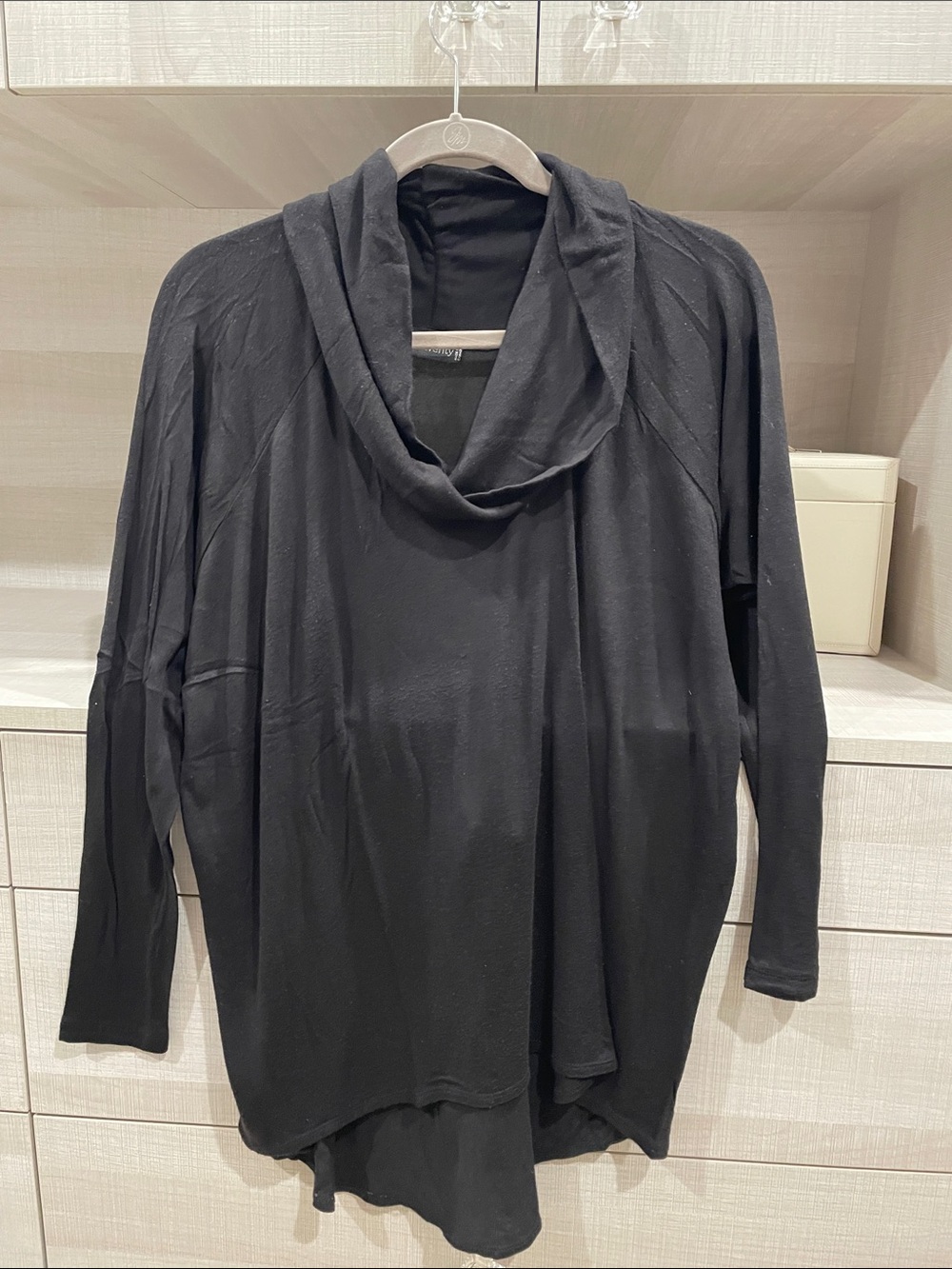 Calypso St. Barth Black Draped Cowl Neck Sweater